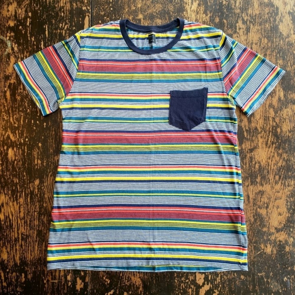 Rainbow Striped Pocket T Shirt